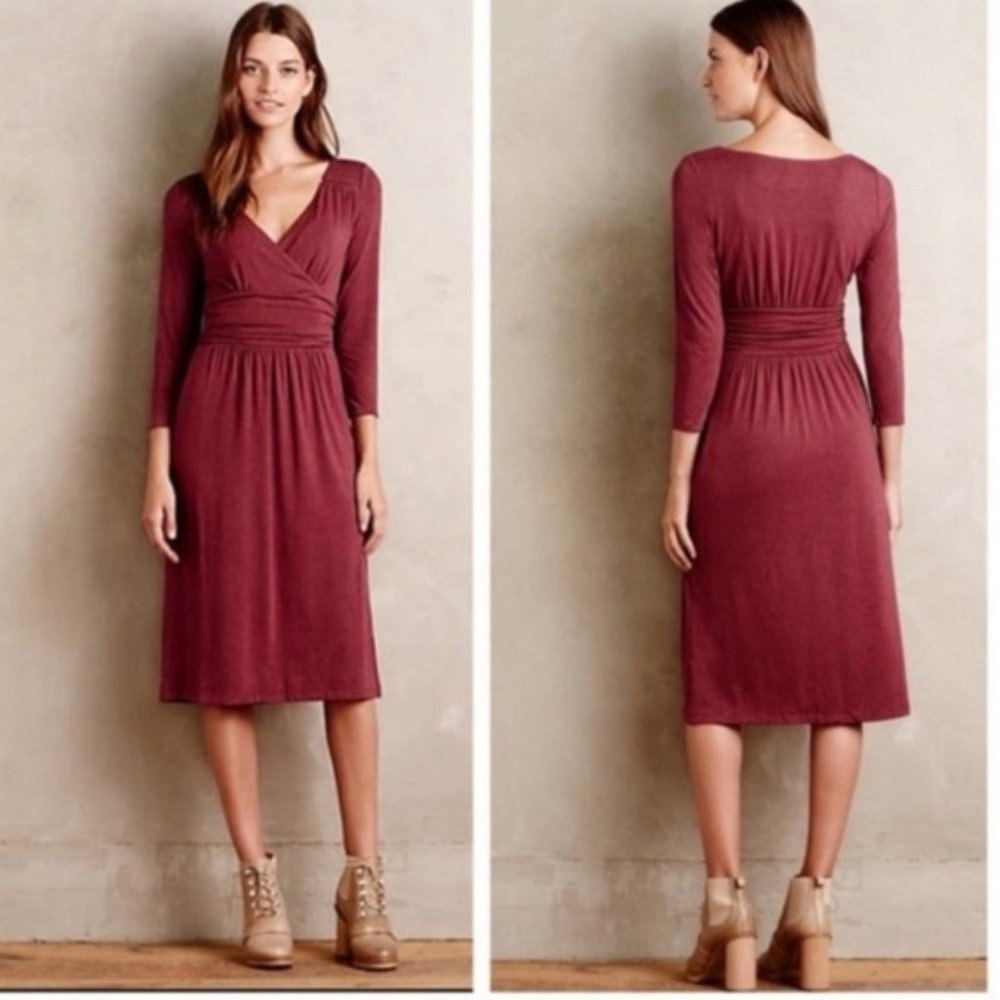 ANTHROPOLOGIE Galena Midi Jersey Dress Plum